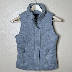 Armani Exchange Vest Women's SP Gray Quilted Puffer Full Zip Snap Pockets